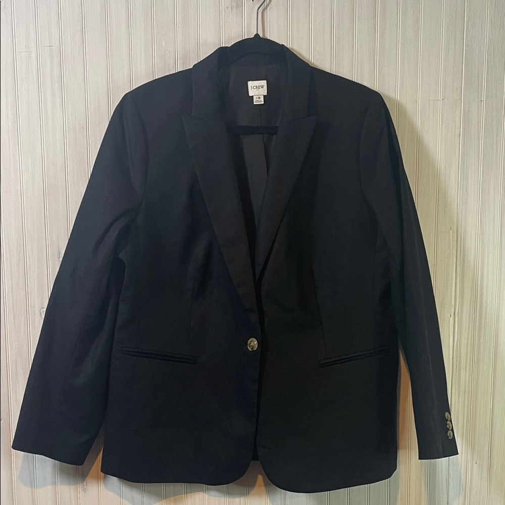 J CREW ONE BUTTON LINEN COTTON BLAZER 16